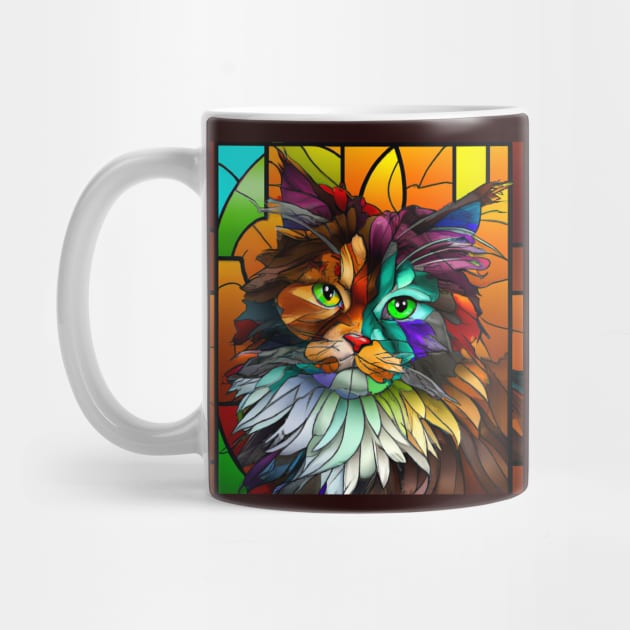 Multi-Colored Stained Glass Cat by Star Scrunch